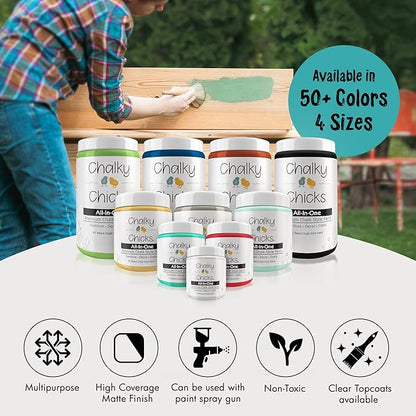 Chalky Chicks All-in-One Chalk Paint for Furniture or Cabinet - 8 Fl Oz - Matte Finish Mermaid (Green Teal) for Metal, Wood Furniture Paint - No Sanding All-in-One for Home Decor & Crafts, USA Made
