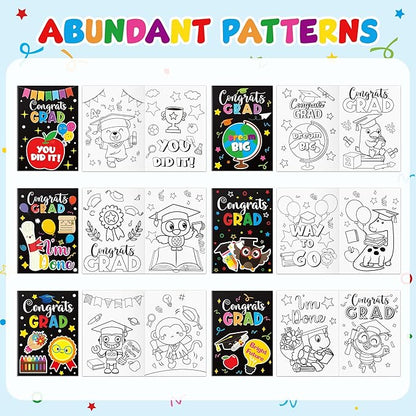 JAPBOR Kindergarten Graduation Coloring Book - 24PCS Mini Preschool Graduate Color Books Bulk for Party Favor, Congrats Grad Small Colour Page for Graduate Gifts Class School Drawing Painting Game