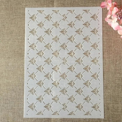 TIAMECH A4 Reusable Small Symbol Lines Stencil for Painting - Grid Texture Layering Template, DIY Wall Art, Wood Furniture, Scrapbook & Crafts (8.3x11.7inch)
