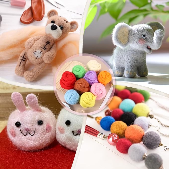 PATIKIL Wool Roving Yarn, 250G/8.8OZ Felting Wool Pure Roving Yarn, Red
