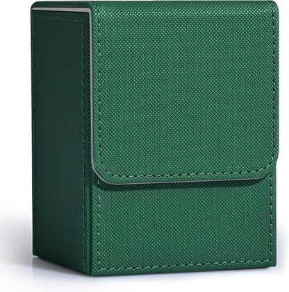 ZLCA Card Deck Box for Trading Cards, MTG YuGiOh Deck Case Holds 100+ Single Sleeved Cards, PU Leather Magnetic Card Storage Box Fits for TCG CCG Magic Game Cards (Green)