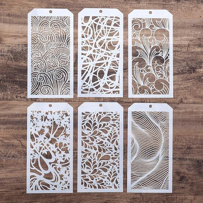 DIY Decorative Stencil Template for Scrapbooking Painting on Wall Furniture Crafts,Set of 6 (Leaf Flower)
