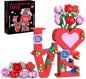 Romantic Love Heart Vase Building Set - 1216 Pcs Rose Flower Bouquet Building Kit for Adults - Creative Anniversaries Gifts for Women & Men, Unique Valentine’s Day Gifts for Her Him