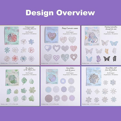 Vintage Hollowed-Out Scrapbook Paper Set, 180PCS Butterfly Floral Leaf Heart Ephemera for Journaling, Scrapbooking, and DIY Crafts