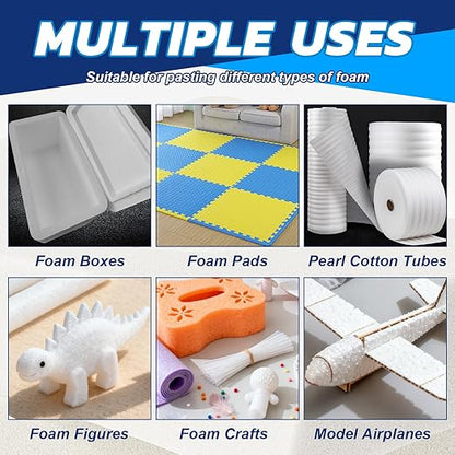JAOJAO Foam Glue, Foam Adhesive Superior Adhesion Easy to Apply Quick-Drying Transparent for Plastic Sheet Eva Sponge Rubber Pearl Cotton for Crafts Decoration Aircraft Model, 120ml