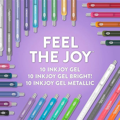 Paper Mate InkJoy Gel Pens Ultimate Pack, Retractable Pens, Featuring Classic, Bright!, and Metallic Pens, Assorted, 30 Count