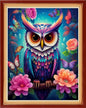 Foxdiviy Stamped Cross Stitch Kits Full Range of Embroidery Needlework Starter Kits for Beginners Adults 11CT Embroidery Patterns Art Crafts DIY Needlepoint Kits-Colorful Owl 16x20 inch