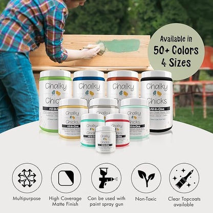 Chalky Chicks All-in-One Chalk Paint for Furniture or Cabinet -4Fl Oz-Matte Finish Mountain Green (Sage Green) for Metal, Wood Furniture Paint - No Sanding All-in-One for Home Decor & Crafts, USA Made