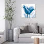 Empire Art Direct Frameless Free Floating Tempered Glass Panel Graphic Wall Art Ready to Hang, 24" x 24", Lusty Blue Tulip