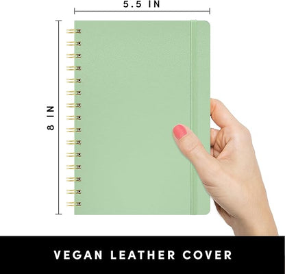 PAPERAGE Lined Spiral Journal Notebook, (Sage Green), 160 Pages, Hardcover Journal for Women & Men, Medium 5.5 in x 8 in - 100 GSM, Thick Paper, Spiral Notebook for Work, School & Journaling