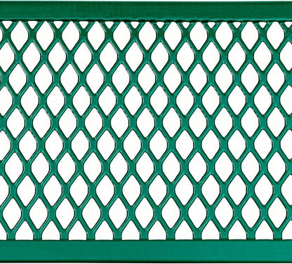 Global Industrial 6’L Rectangular Picnic Table, Expanded Metal, Green Thermoplastic Coating, Attached Benches, 1-1/2” Umbrella Pole Hole, Outdoor-Rated, 1000 lb Capacity, 72” x 30” Tabletop