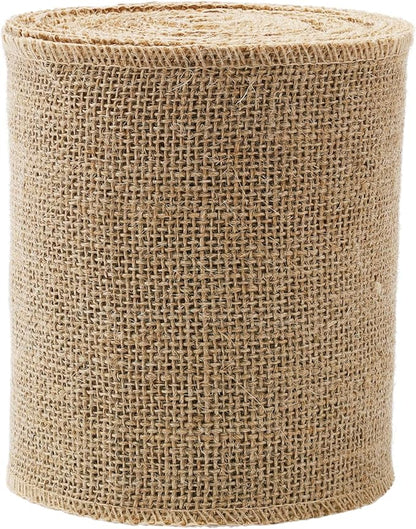 LaRibbons 6 Inch Burlap Wide Fabric Craft Ribbon，10 Yard, Natural Brown Ribbon for Bow Crafting,Wreath-Making, Tree Decoration