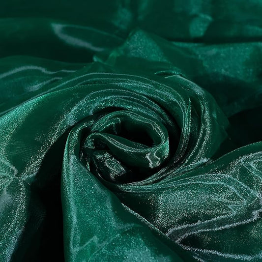 Fynite Sheer Organza Fabric | 20 Yards Long | 44" Wide | Bridal Solid Bolt for Wedding Dress, Fashion Craft Decorations | Silky Shiny Organza - Hunter Green