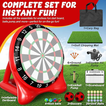 Inflatable Soccer Dart Board, Giant Kick Darts, Indoor Outdoor Lawn Yard Games for Kids Adults Family, Big Jumbo Carnival Games for Party | 6ft Golf Game Dart Boards with Pump Accessories