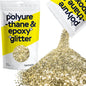 Hemway Polyurethane & Epoxy Resin Glitter 100g / 3.5oz Metallic Crystal Flake Additive for Flooring Jewelry Tumblers Glass Pigment - Extra Chunky (1/24" 0.040" 1mm) - Champagne Gold