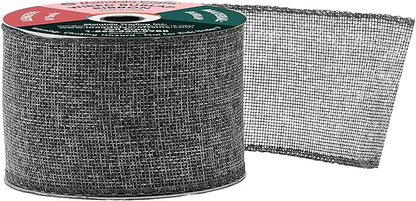 Mandala Crafts Gray Burlap Wired Ribbon 2.5 Inches Wide Jute Ribbons for Crafts - 10 Yds Roll Rustic Burlap Wrap Trim Ribbons for Wreaths Bows Party Decoration