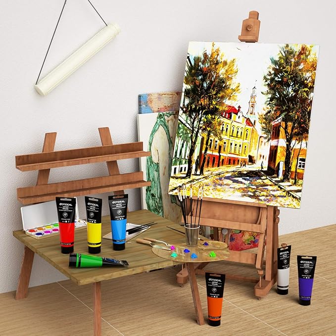 GOTIDEAL Acrylic Paint Titanium White Tubes(250ml, 8.79 oz) Non Toxic Non Fading,Rich Pigments for Painters, Adults & Kids, Ideal for Canvas Wood Clay Fabric Ceramic Craft Supplies