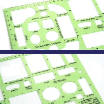 Pacific Arc House Furnishing Template Guide, with Beds, Tables, Couches, Chairs, and Other Furnishings