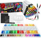 SFAIH Halloween Gifts Acrylic Paint Markers, 48 Colors Dual Tips Acrylic Brush Markers With Chisel Tip, Automatic Ink Control, Ultra-High Coverage, No Bleed Ink, Art Supplies for Rock, Canvas, Fabric