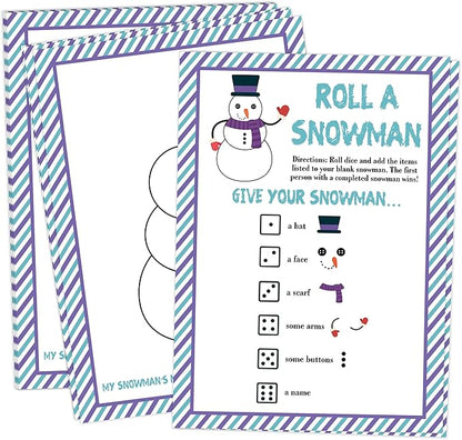 Roll A Snowman Game, Christmas Dice Games for Families & Large Groups-25 Players, Christmas Party Games for Adults, Winter Holiday Decorations White Elephant Gifts Ideas