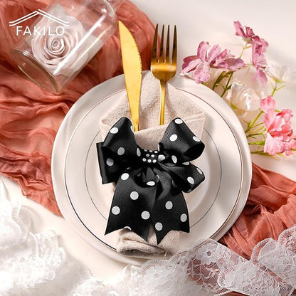 Polka Dot Grosgrain Ribbon 1.5 Inch, 25 Yards Spool Black and White Dot Craft Ribbon for Christmas Gift Wrapping DIY Crafts Hair Bows Wedding Party Decor Sewing and Home Decoration