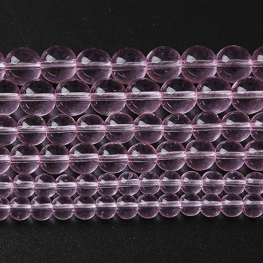6mm 60pcs Smooth Rose Pink Glass Beads Quartz Crystal Round Loose Beads for Jewelry Making DIY Bracelet Necklace