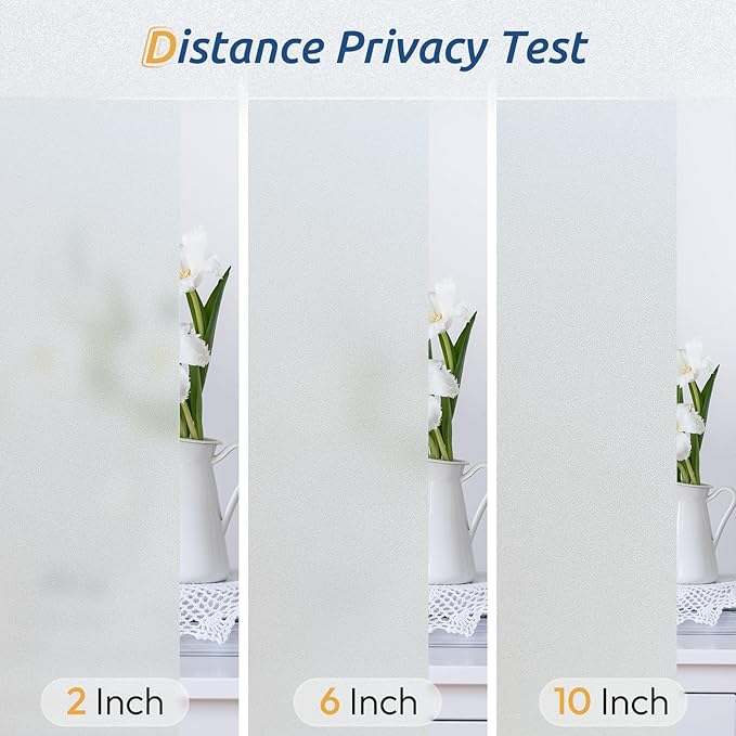 rabbitgoo Window Privacy Film, Frosted Glass Window Clings, Static Cling UV Heat Blocking Door Stickers for Home Bathroom, Removable Indoor Decal Coverings Day and Night, Pure, 11.8 x 157 Inches
