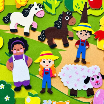 QUOKKA Farm Felt Board for Toddlers - 70 PCS Double-Thick Felt Board Story Set with Large 41x30 Inch Durable Wall Activity Boards - Ideal for Storytelling Indoor Toddler Activities and Classroom