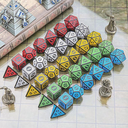 Coyeekn DND Dice Polyhedral Dice, 5 Sets of Dragons and Dungeons,RPG MTG Table Game Vintage Dice Carving Dice (35Pieces)