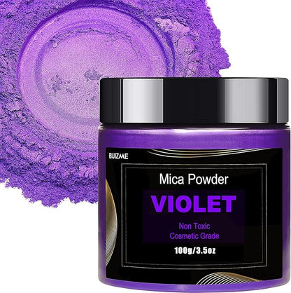 Violet Mica Powder Pigment (100g) -Cosmetic Grade Metallic Mica Powder for Epoxy Resin, Lip Gloss, Soap,Candle Making, Bath Bombs,Tumblers, Jewelry, Dyes, and DIY Crafting Projects(Violet, 3.5oz)