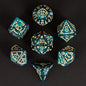 7-Die DND Dice Set Halloween Pattern Polyhedral Die Set with Leather Bag, Skull Dice D&D Die for RPG Table Games (Halloween Pattern-Green)