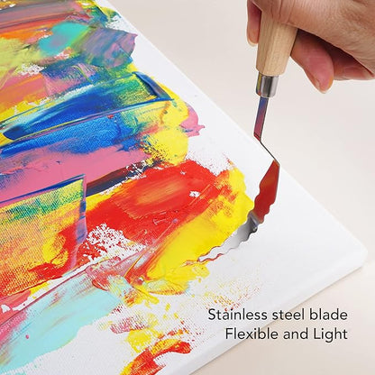 CONDA Palette Knife Set -10Pcs Stainless Steel Spatula Pallet Knife Painting Tools Metal Knives Wood Handle with Different Shapes and Sizes