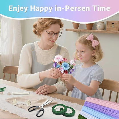 400 Pcs Pipe Cleaners Craft Kit and Craft Supplies Set, 4 Colors Chenille Stems Craft Kits. Includes Floral Tape, Wire, Stems and More, DIY Arts and Crafts Supplies for Flower Making (Colorful)