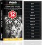 Compressed Charcoal Sticks Set of 12 – Soft, Medium, Hard Charcoal for Drawing, Sketching & Shading – Art Supplies for Artists, Beginners & Adults