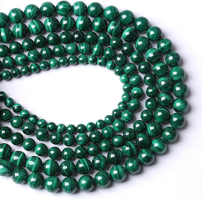19pcs 10mm Natural Green Malachite Beads AAA Gemstone Round Loose Beads for Jewelry Making DIY Bracelets Necklaces Crystal Energy Healing Stone Beads 7.5" (Natural Malachite, 10mm)
