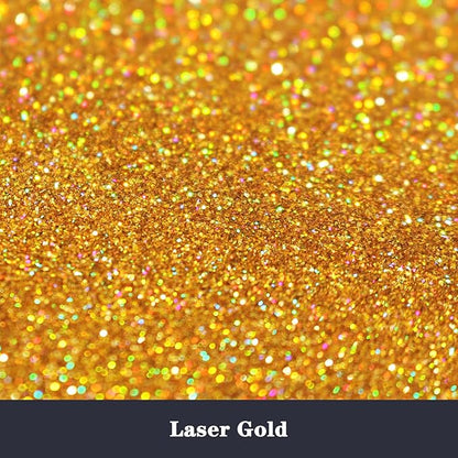 Holographic Fine Glitter for Epoxy Resin DIY Craft,ANGXILIN High Capacity 260g Shaker Bottle Fine Glitter for Nail Art Face Body Make Up,Tumblers Earrings Jewelry Making Fine Glitter (Laser Gold)