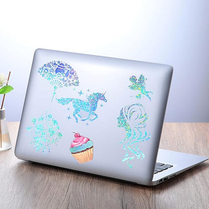 Outus 24 Sheets Holographic Sticker Paper Holographic Laminate Sheets Transparent Overlay Lamination Sticker Self Adhesive Vinyl Film A4 Size, 8.25 x 11.7 Inches(Spot Patterns)