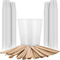 Pouring Masters 5 Oz (150 ml) Liquid Measuring Cups - Plastic Graduated Cup (100 Pack) with 25 Sticks - Reusable Mixing Cups for Paint, Craft, Kitchen, Lab, Medical Supplies, Epoxy Resin, Art
