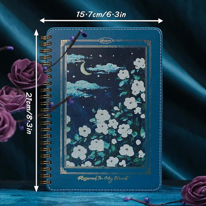 Spiral Notebook for Women, Durable A5 Leather Hardcover Notebooks, 140 Lined Pages, Cute Notebooks for Perfect Supplies at School, 8.3 x 6.2 in