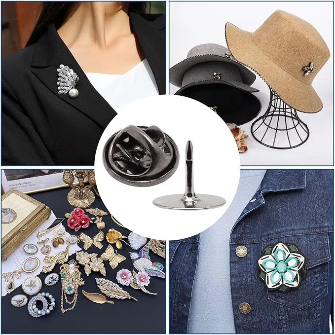 260 Set Pin Backs, Blank Pins Scatter Butterfly Clutch Pin Holder Enamel Pins Locking Backs Tie Tacks Jewelry Backings Clasp for Brooch Lapel Hat Uniform Badges Tie Tack (10mm, Black)
