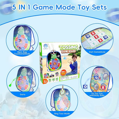 Bean Bag Toss Game for Kids - 5IN1 Kid Cornhole Toys Set, Over 3 Years Toddlers Children Backyard Beach Lawn Outdoor Indoor Throwing Toy to Boys Girls Birthday Family Party Christmas Easter Gift