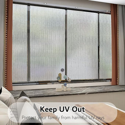 VELIMAX Frosted Window Privacy Film Non Adhesive Window Cling Removable Glass Covering Clear Water Opaque Window Film for Home Anti UV 23.6x118 inches