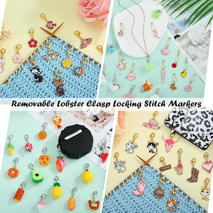 BEEFLYING 16Pcs Bread Stitch Marker Charms for Crocheting and Knitting, Resin Food Style Crochet Knit Stitch Marker Pendant with Lobster Clasp for Sewing Quilting Handmade Jewelry