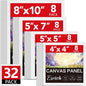 ESRICH Canvas for Painting, 32 Pack Multi-Size Canvas Boards for Painting 8pcs of Each 4x4, 5x5, 5x7, 8x10 Blank Canvases-Cotton Primed Painting Canvas Panels for Adult & Kids for Acrylic Oil Paint