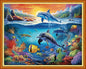 Foxdiviy Stamped Cross Stitch Kits Full Range of Embroidery Needlework Starter Kits for Beginners Adults 11CT Embroidery Patterns Art Crafts DIY Needlepoint Kits-Underwater World 16x20 inch