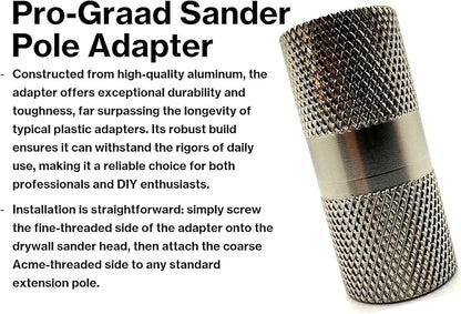 Sanding Pole Adapter, Connect Wood Handles, Telescopic, Multi Purpose Paint Extension to Drywall Standard Sander Head