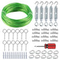 Turnbuckles for Cables Wire, 1/8" X 100Ft Green PVC Coated Wire Rope Kit, Multi-use Steel Cable for Grape Vines/Clothes Line Outdoors for T Post/String Light Hanging/Garden Cable