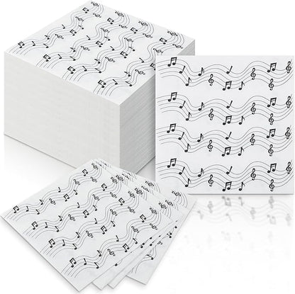 60 Pcs Music Note Cocktail Paper Napkins 6.5 x 6.5 Inches Disposable Paper Napkins Dessert Beverage Tissue for Decoupage Luncheon Tissue for Theme Party Wedding Birthday Party