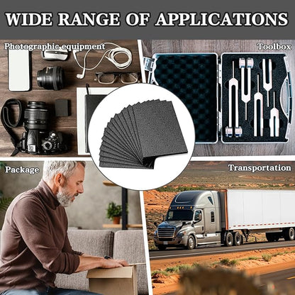 15 Pcs 12" x 8" x 0.5" Polyethylene Foam Thick Foam Sheet Firm Black Foam Padding PE Foam Packing Foam Pieces for Craft Shipping Moving