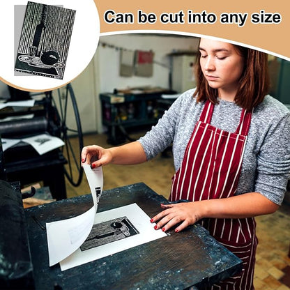 Yeaqee 8 Pcs 9 x 12 Inch Linoleum Block Rubber Carving Block Soft Linocut Blocks Large Linoleum Sheet Unmounted Lino Plates for Engraving Art Project Printmaking Artist Studio Supplies, Gray